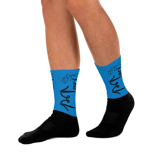 "Mari Apparel” Crew Socks (Black & Navy Blue)